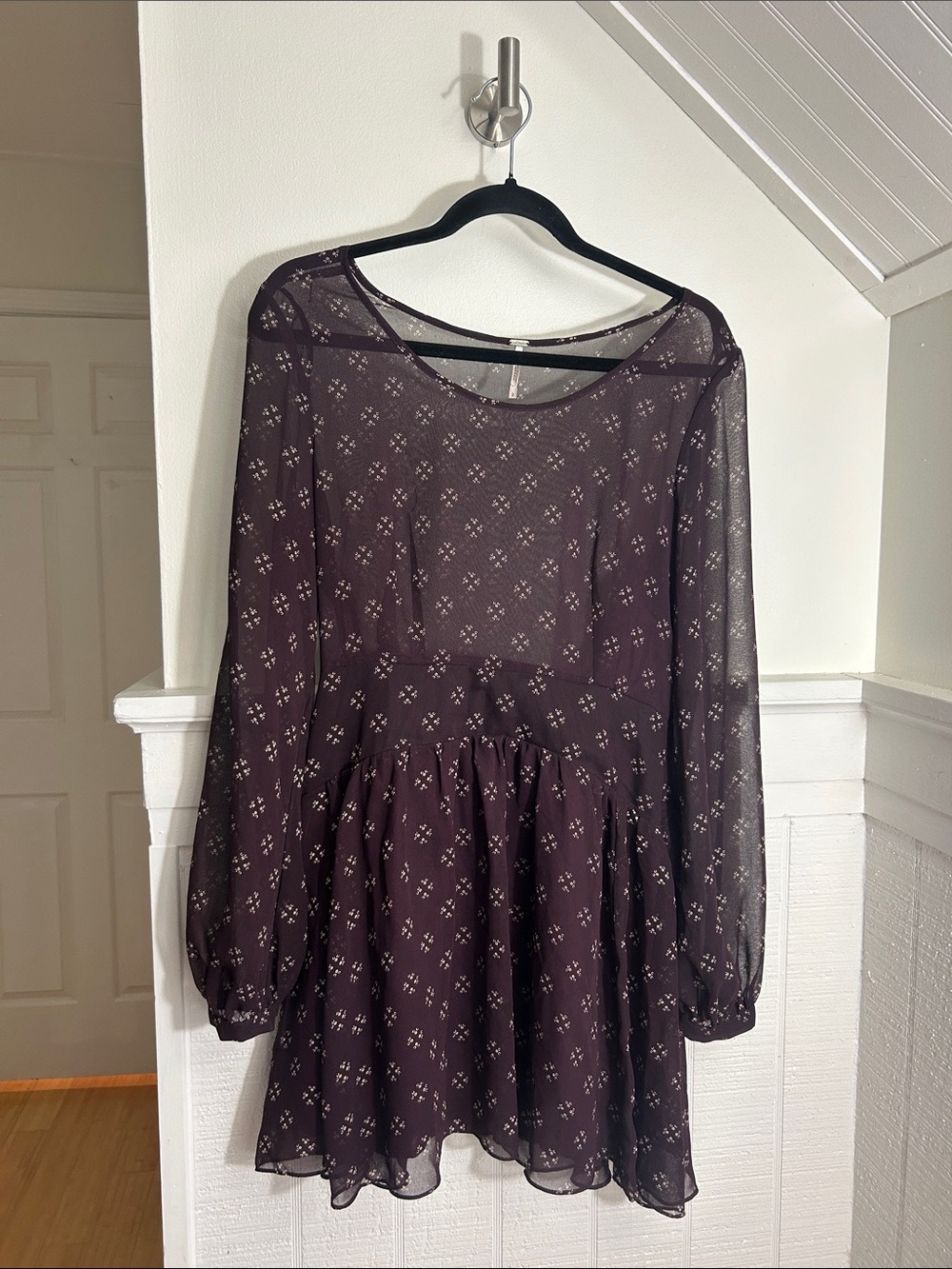 Free People Sheer Top Purple Boho Dress size Small, Tuscan mom